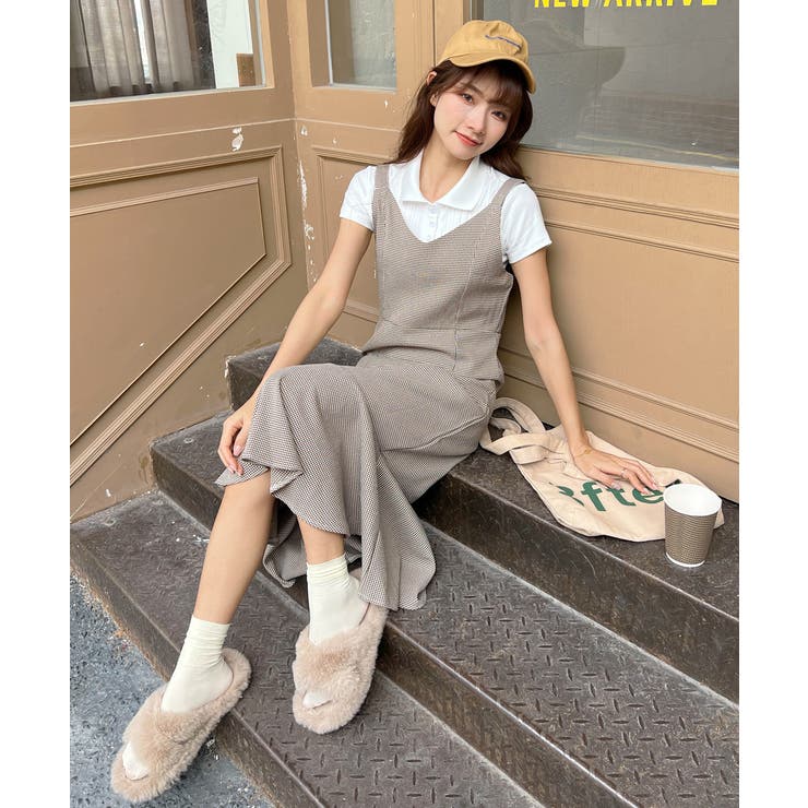 千鳥柄マーメイドワンピース[品番：ADEW0003557]｜ad thie