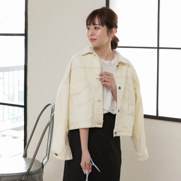 デニムジャケット Gジャン バックボタン ショート ゆったり | ad thie | 詳細画像12 