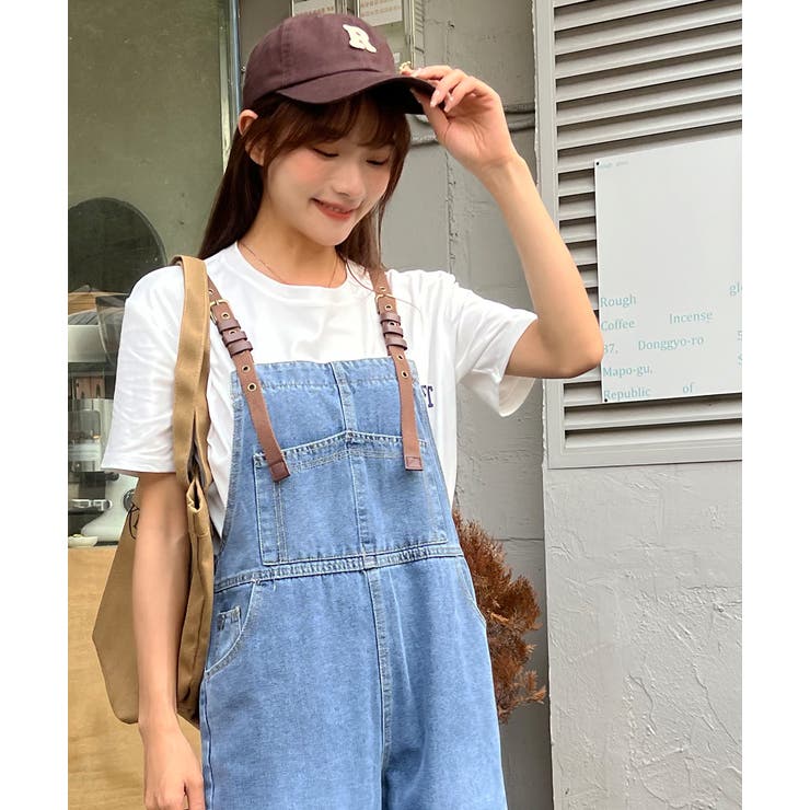 異素材ストラップデニムサロペット [品番：ADEW0003572]｜ad thie 