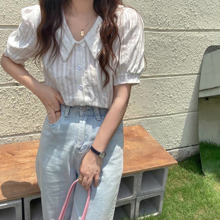 パフスリーブ ショート丈 ペールトーン ブラウス | ad thie | 詳細画像11 