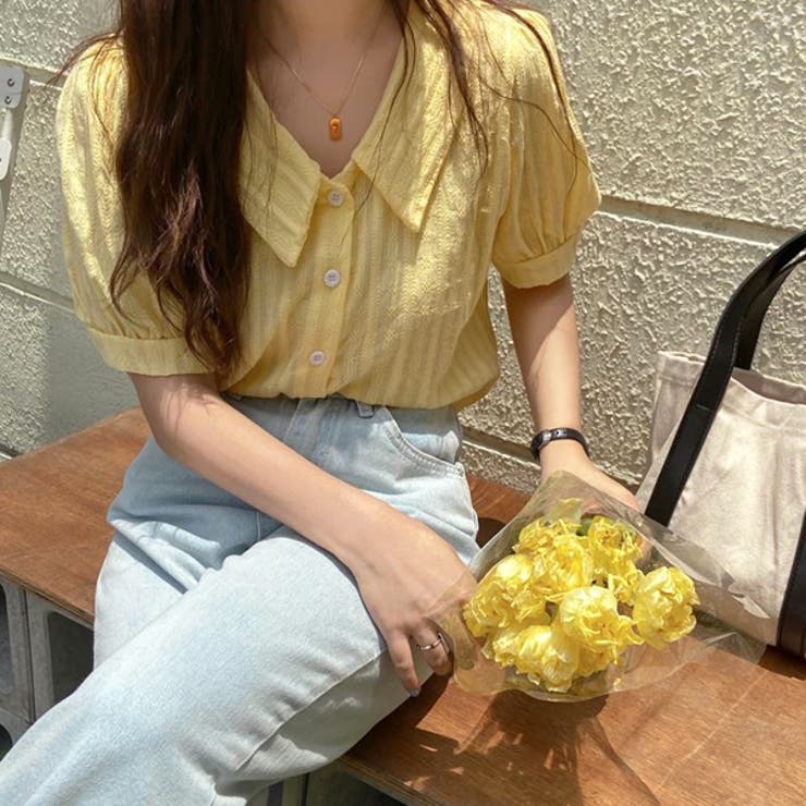 パフスリーブ ショート丈 ペールトーン ブラウス | ad thie | 詳細画像14 