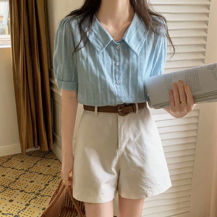 パフスリーブ ショート丈 ペールトーン ブラウス | ad thie | 詳細画像19 