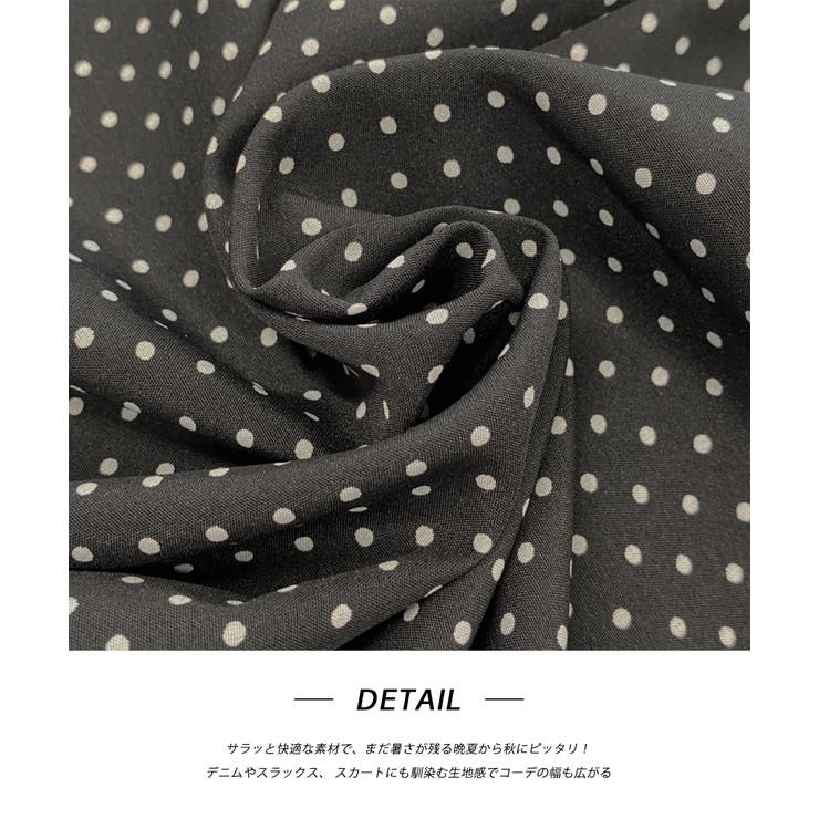 ドット柄ノーカラー七分袖ブラウス[品番：ADEW0003598]｜ad thie