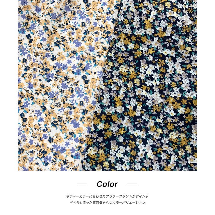 シャーリングスリーブ 小花柄 ブラウス | ad thie | 詳細画像13 