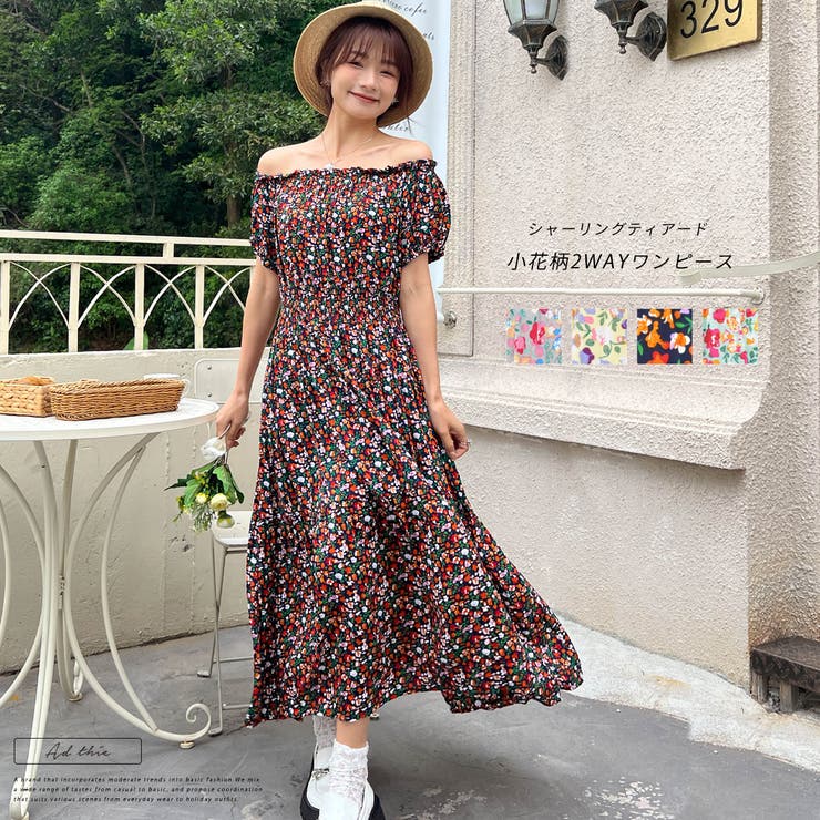 シャーリングティアード 小花柄2wayワンピース 秋服 秋 冬服 冬 品番 Adew Ad Thie アドティエ のレディースファッション通販 毎日送料無料 Shoplist ショップリスト