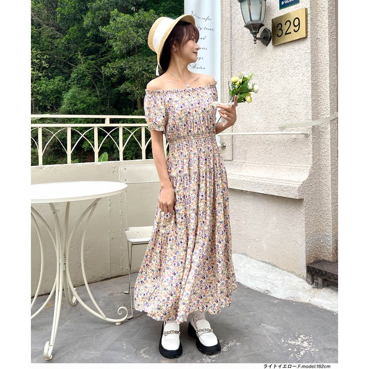 シャーリングティアード 小花柄2WAYワンピース | ad thie | 詳細画像10 