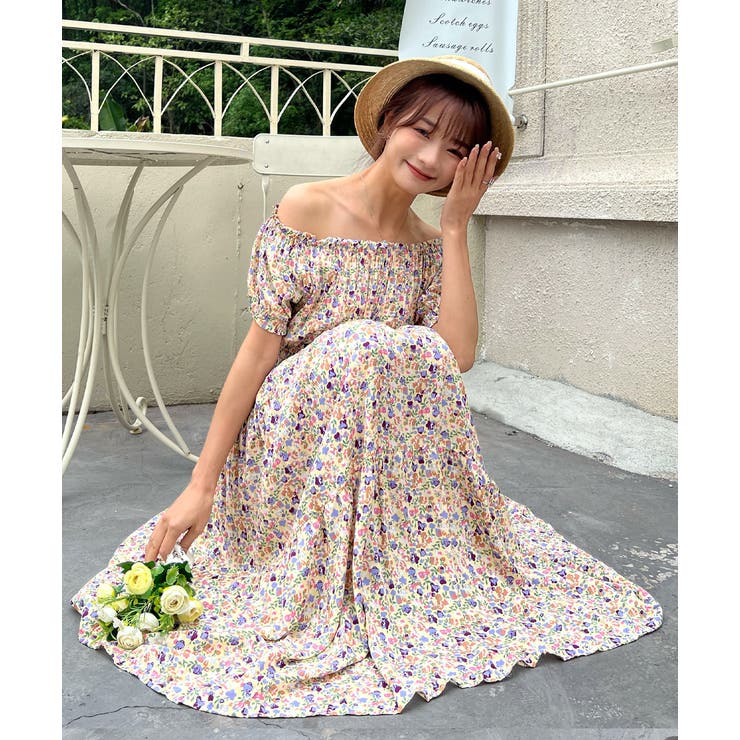 シャーリングティアード 小花柄2WAYワンピース | ad thie | 詳細画像11 