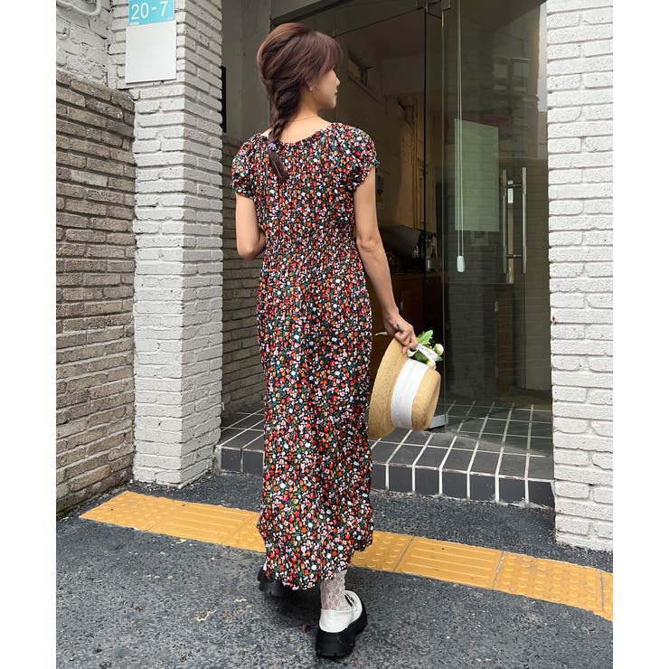 シャーリングティアード 小花柄2WAYワンピース | ad thie | 詳細画像4 