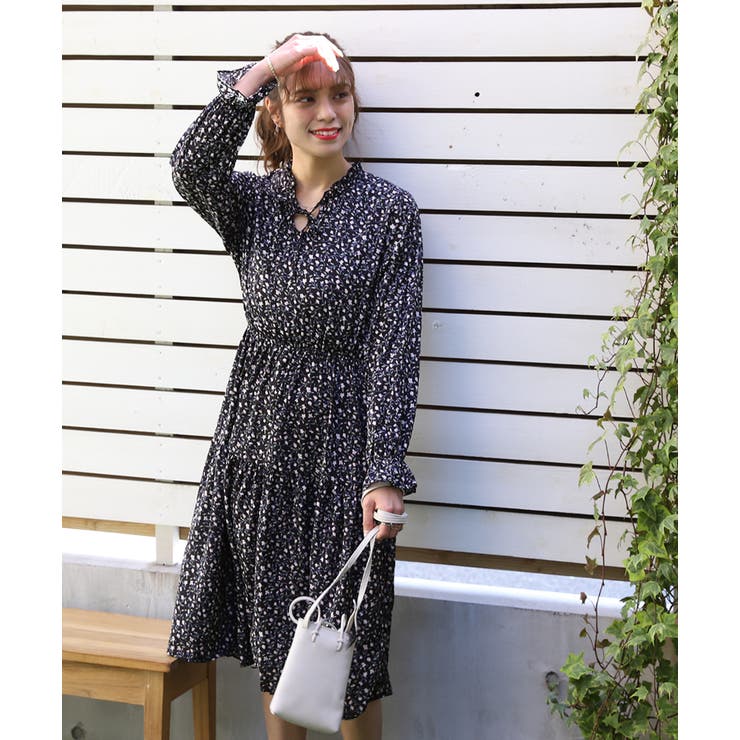 キャンディースリーブ小花柄長袖ワンピース | ad thie | 詳細画像15 