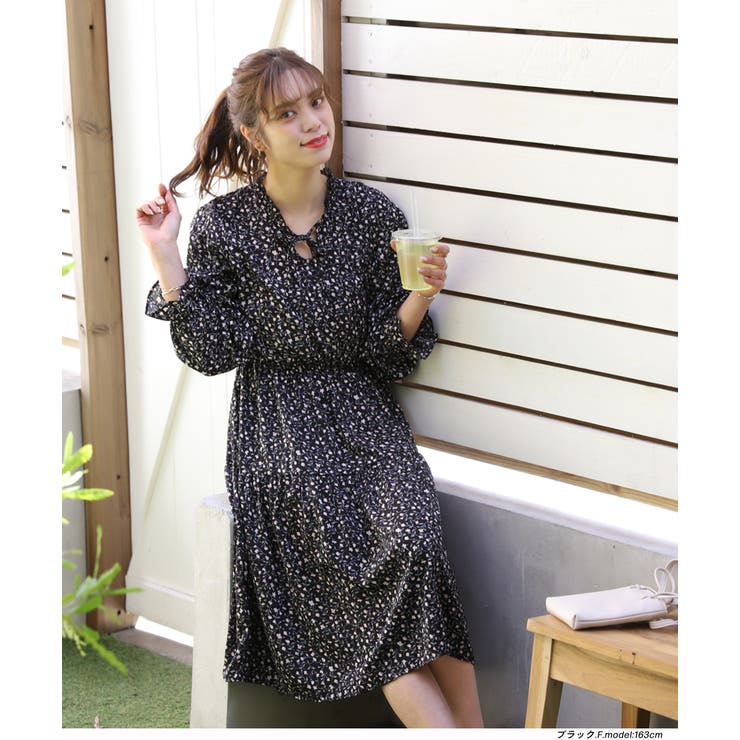 キャンディースリーブ小花柄長袖ワンピース | ad thie | 詳細画像17 