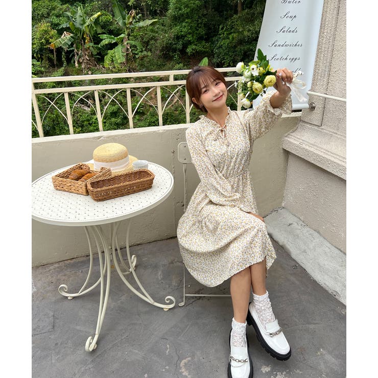 キャンディースリーブ小花柄長袖ワンピース | ad thie | 詳細画像5 