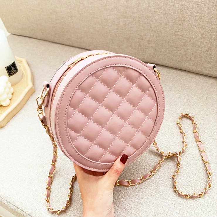 ピンク | キルティング チェーンベルト サークルショルダーバッグ | ad thie
