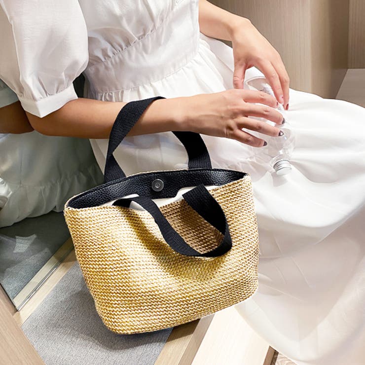 配色エコレザー ペーパー素材ミニバッグ | ad thie | 詳細画像11 