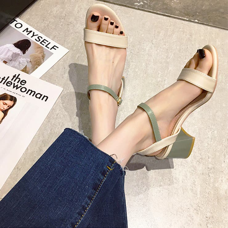 アンクルストラップ 配色ヒールサンダル | ad thie | 詳細画像14 