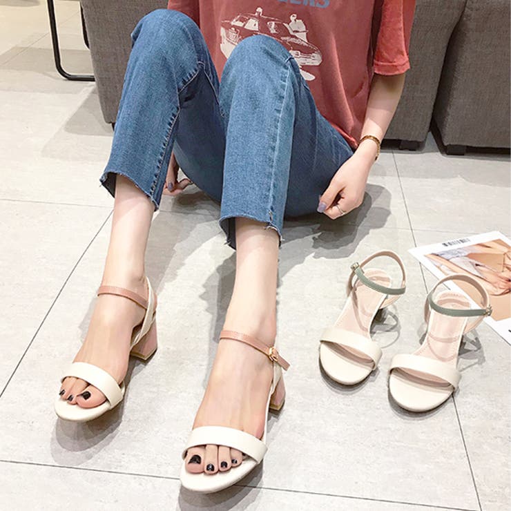 アンクルストラップ 配色ヒールサンダル | ad thie | 詳細画像3 