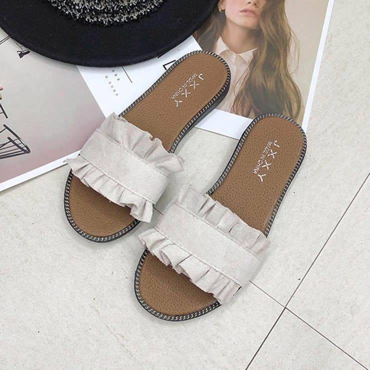 スウェードフリルフラットサンダル | ad thie | 詳細画像2 