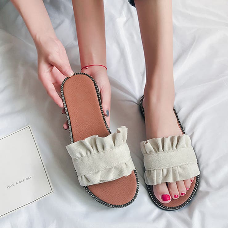 スウェードフリルフラットサンダル | ad thie | 詳細画像5 