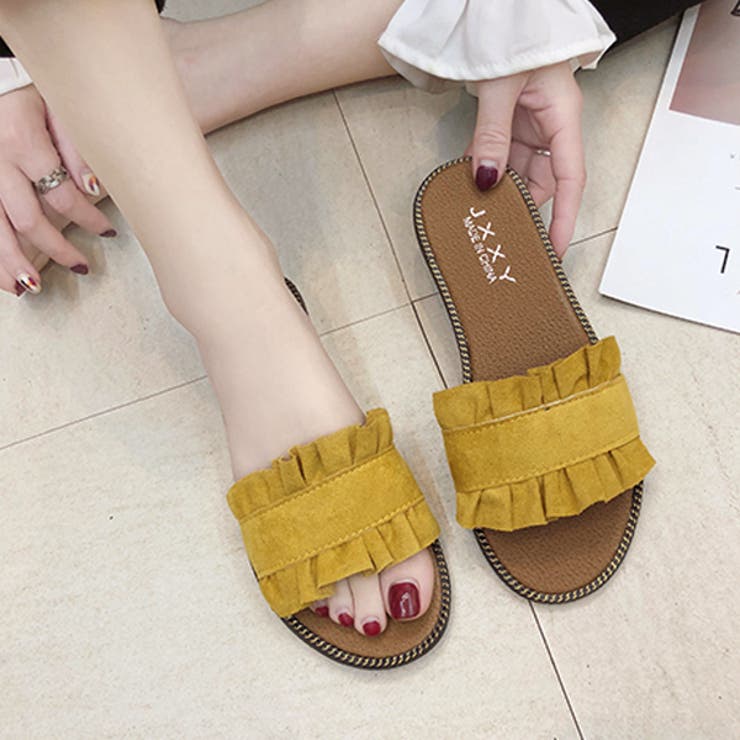 スウェードフリルフラットサンダル | ad thie | 詳細画像6 