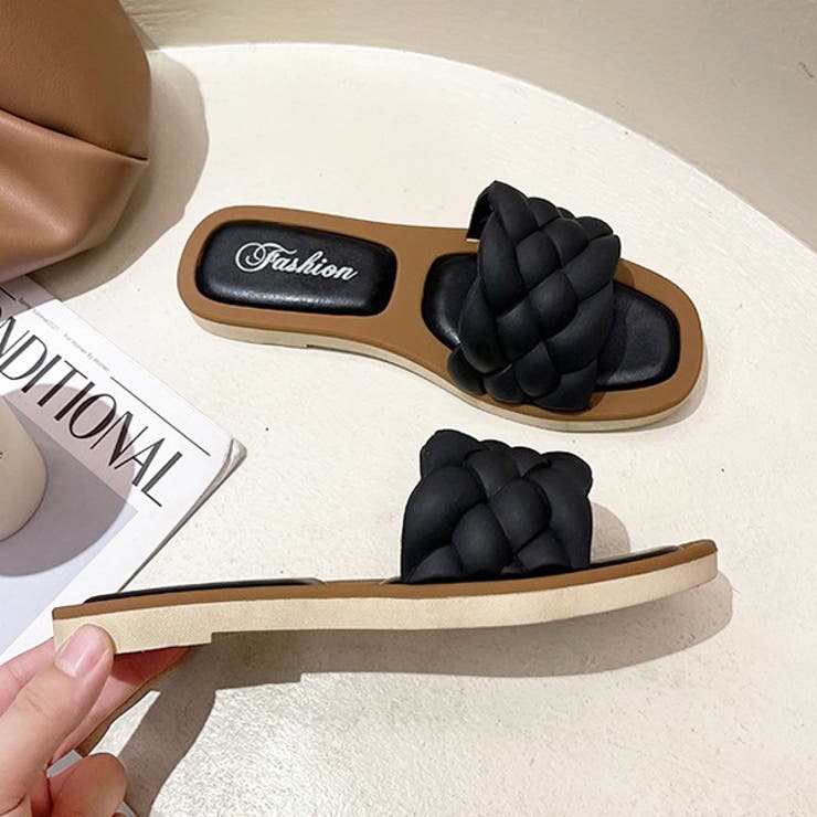 編み込み キルティング風 フラットサンダル  | ad thie | 詳細画像2 