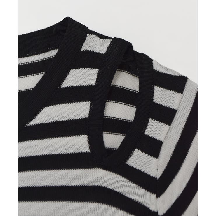 ちらっと肩見せ ボーダーサマーニット | ad thie | 詳細画像10 