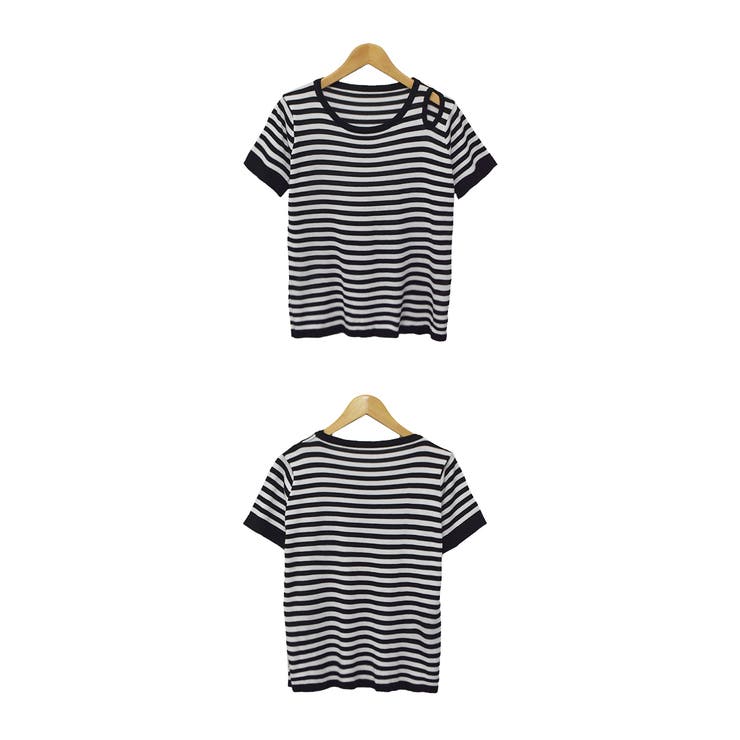 ちらっと肩見せ ボーダーサマーニット | ad thie | 詳細画像16 