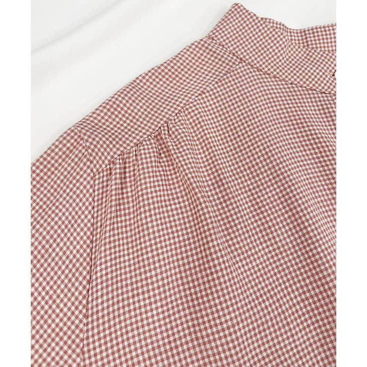 ギャザーデザイン ギンガムチェックシャツ | ad thie | 詳細画像14 