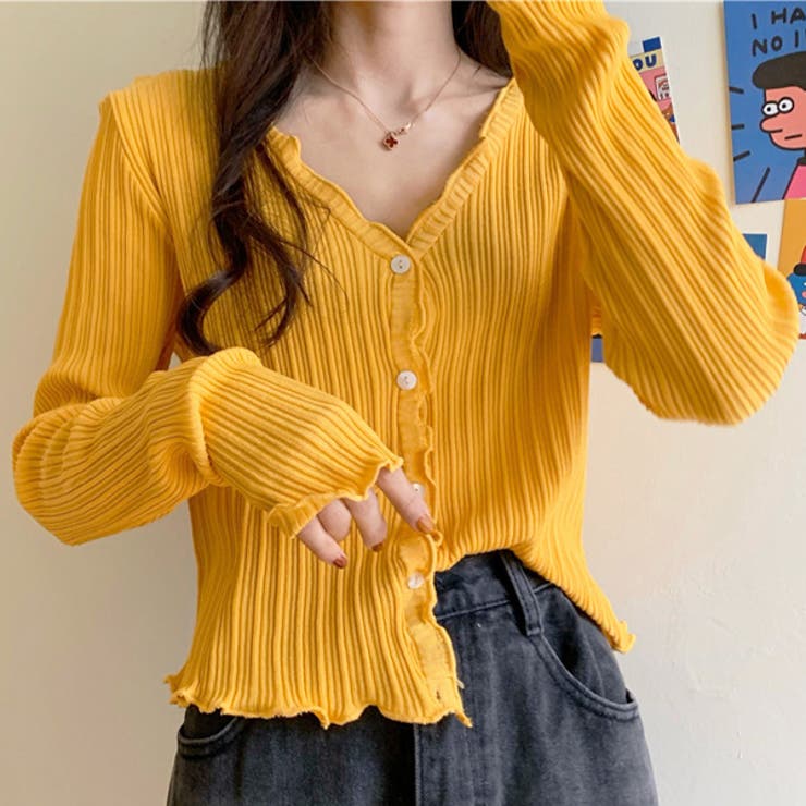 フリルメローランダムリブカーディガン | ad thie | 詳細画像10 