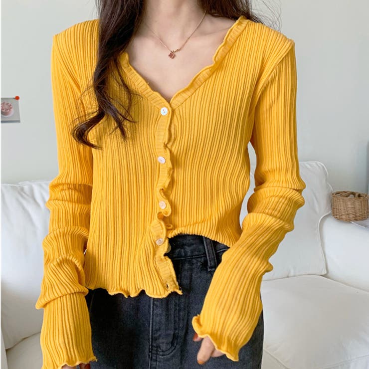 フリルメローランダムリブカーディガン | ad thie | 詳細画像11 