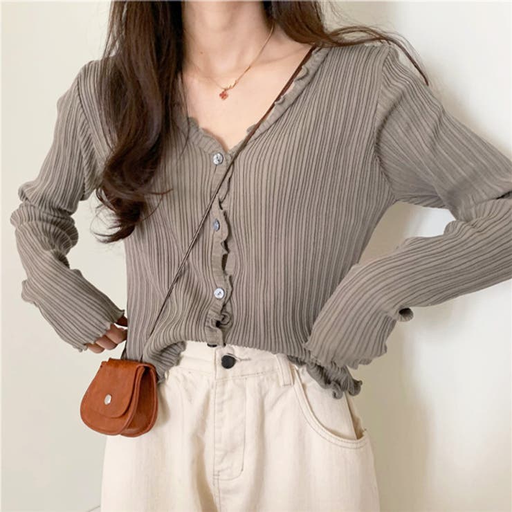 フリルメローランダムリブカーディガン | ad thie | 詳細画像2 