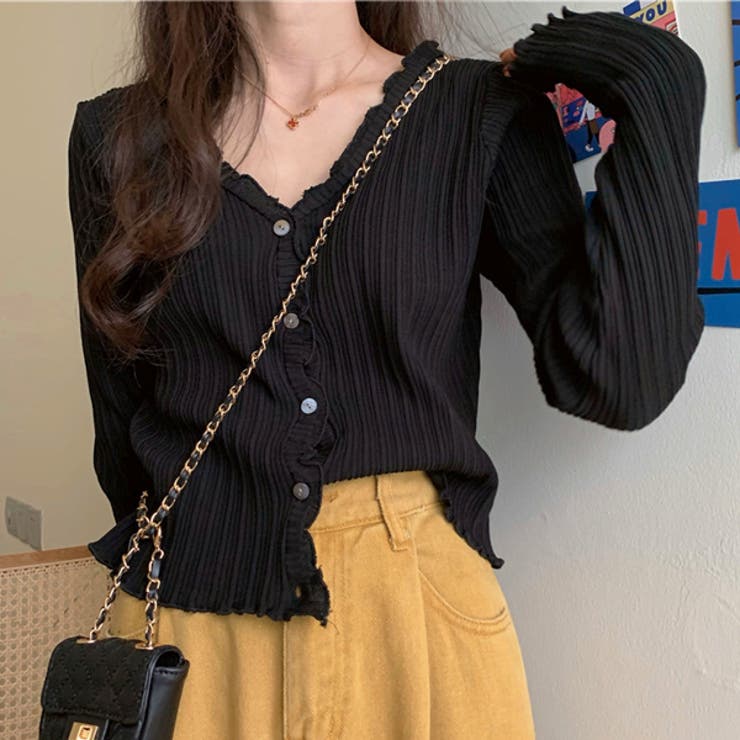 フリルメローランダムリブカーディガン | ad thie | 詳細画像7 