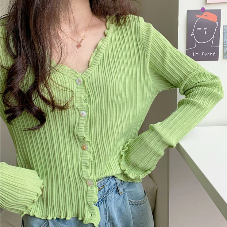 フリルメローランダムリブカーディガン | ad thie | 詳細画像9 