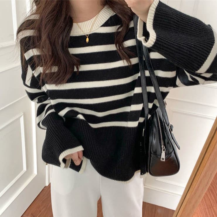 フレアスリーブ ボーダーニット | ad thie | 詳細画像15 