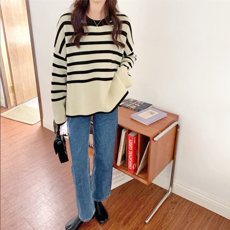 フレアスリーブ ボーダーニット | ad thie | 詳細画像3 