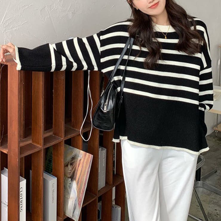 フレアスリーブ ボーダーニット | ad thie | 詳細画像8 