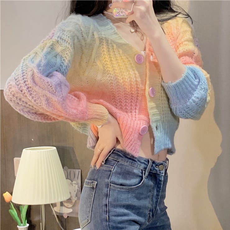 グラデーションカラー ニットカーディガン | ad thie | 詳細画像2 