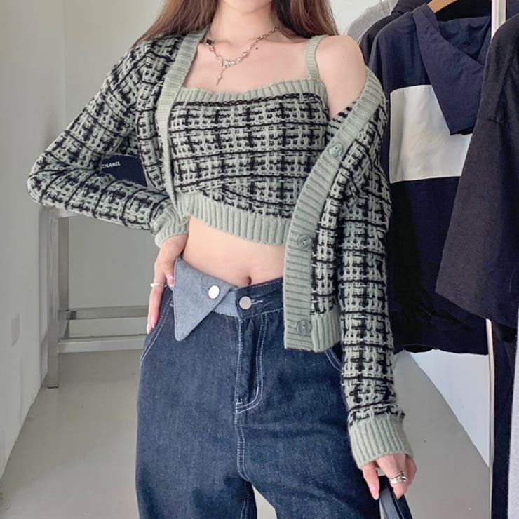 インナー＆カーディガン ツイードニット2点セット | ad thie | 詳細画像3 