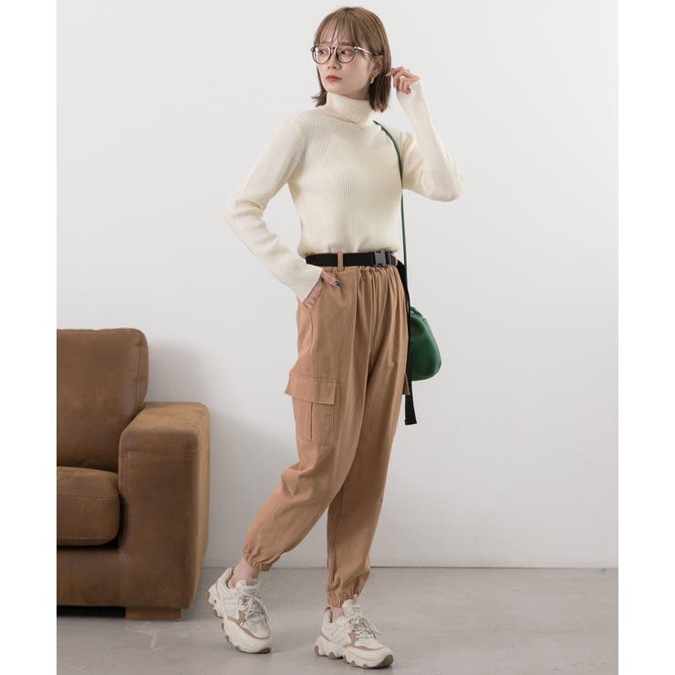ベルト付き・裾絞り カーゴパンツ[品番：ADEW0003861]｜ad thie