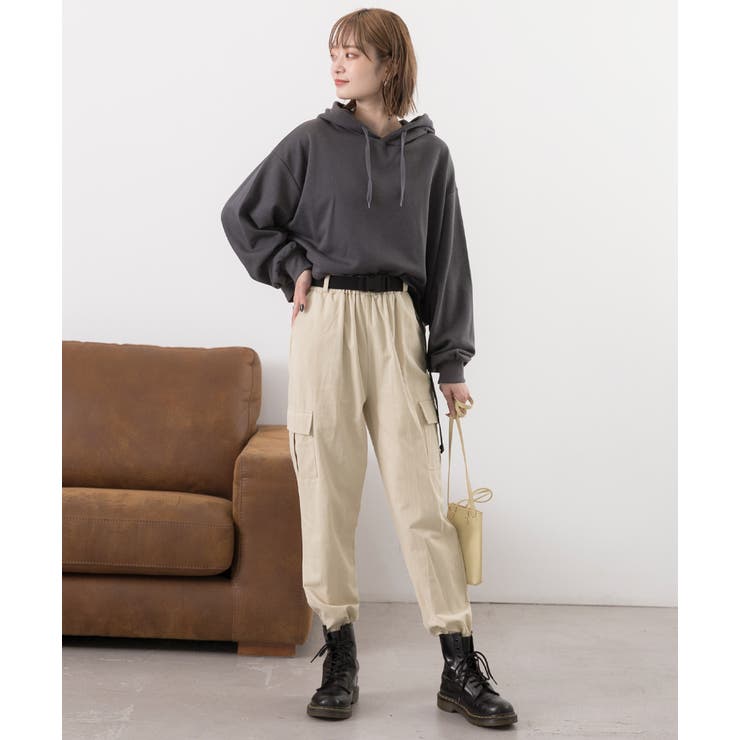 ベルト付き・裾絞り カーゴパンツ[品番：ADEW0003861]｜ad thie