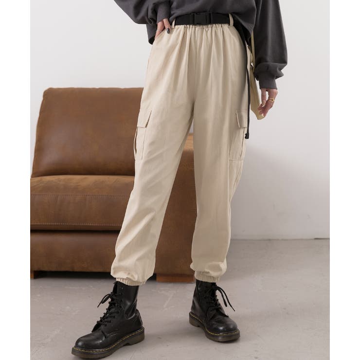 ベルト付き・裾絞り カーゴパンツ[品番：ADEW0003861]｜ad thie