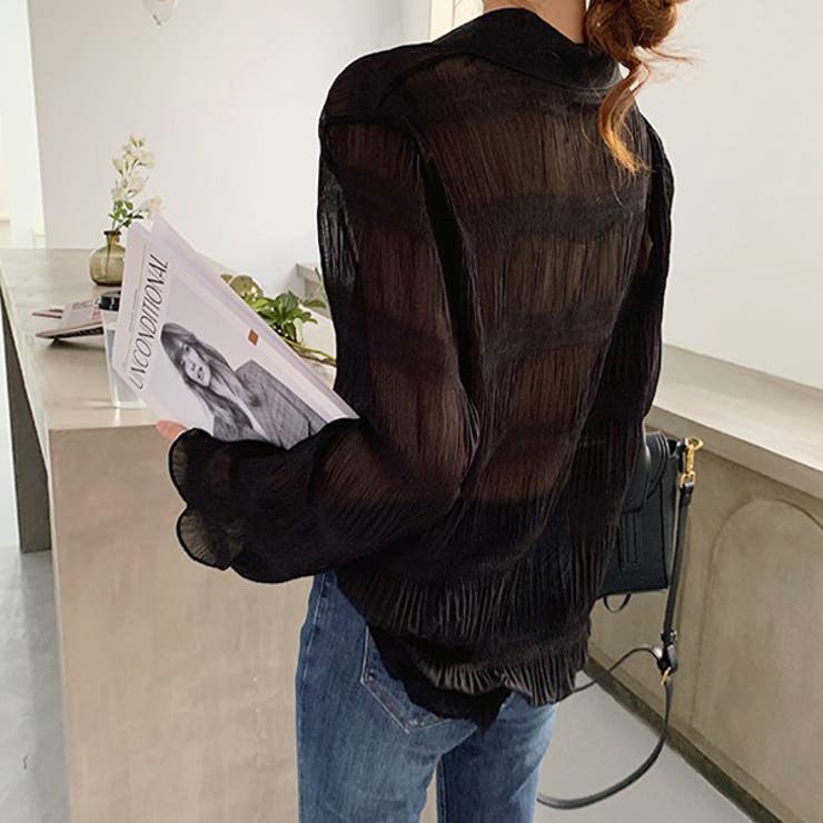 マジョリカプリーツ ジョーゼット シアーシャツ | ad thie | 詳細画像10 