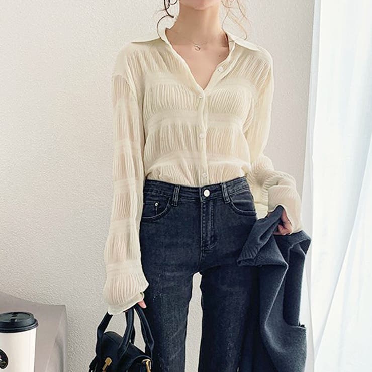 マジョリカプリーツ ジョーゼット シアーシャツ | ad thie | 詳細画像2 