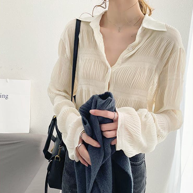 マジョリカプリーツ ジョーゼット シアーシャツ | ad thie | 詳細画像5 