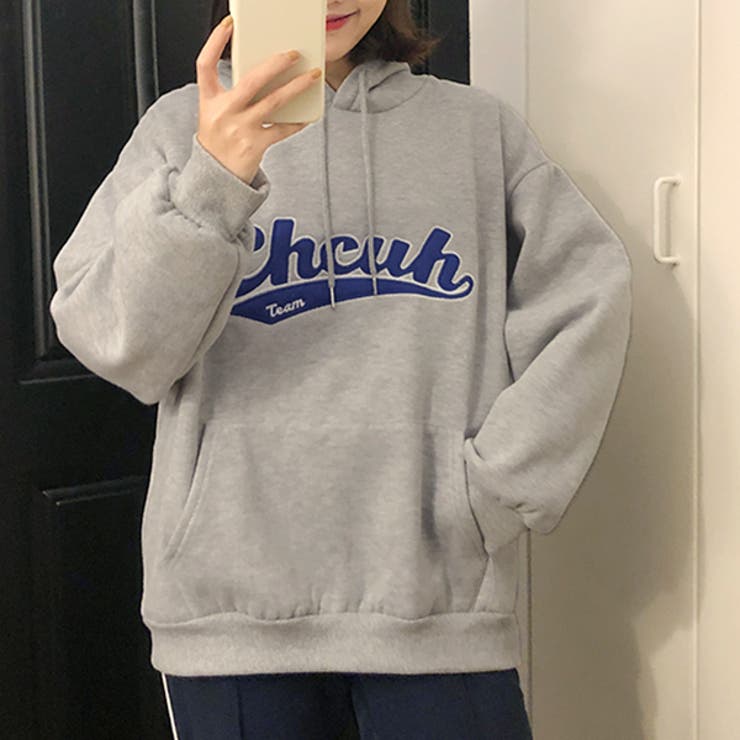 グレー | カレッジロゴ裏起毛パーカー | ad thie