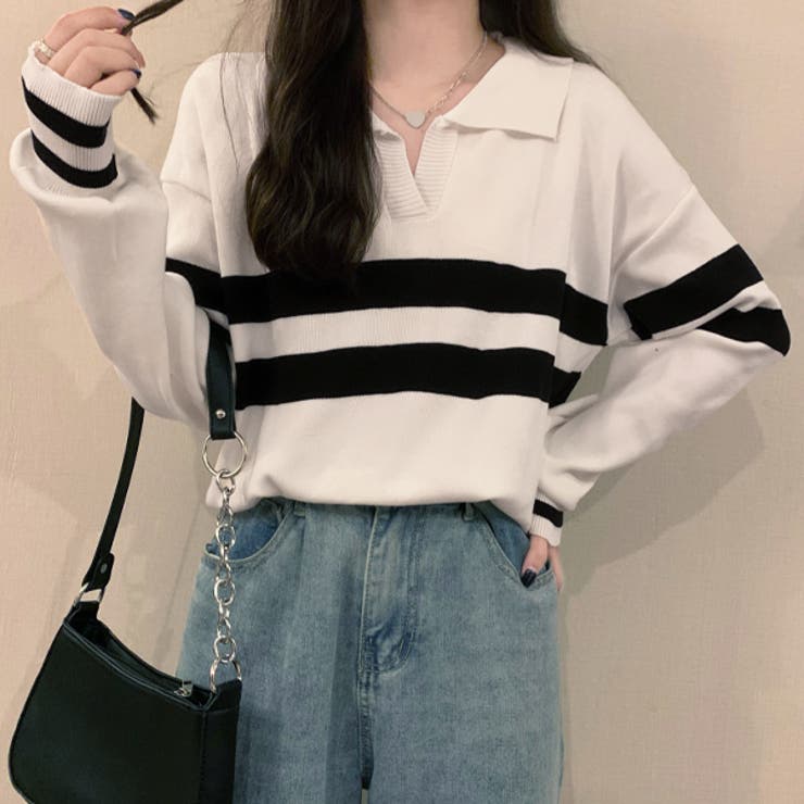 ポロカラーラインニット | ad thie | 詳細画像3 