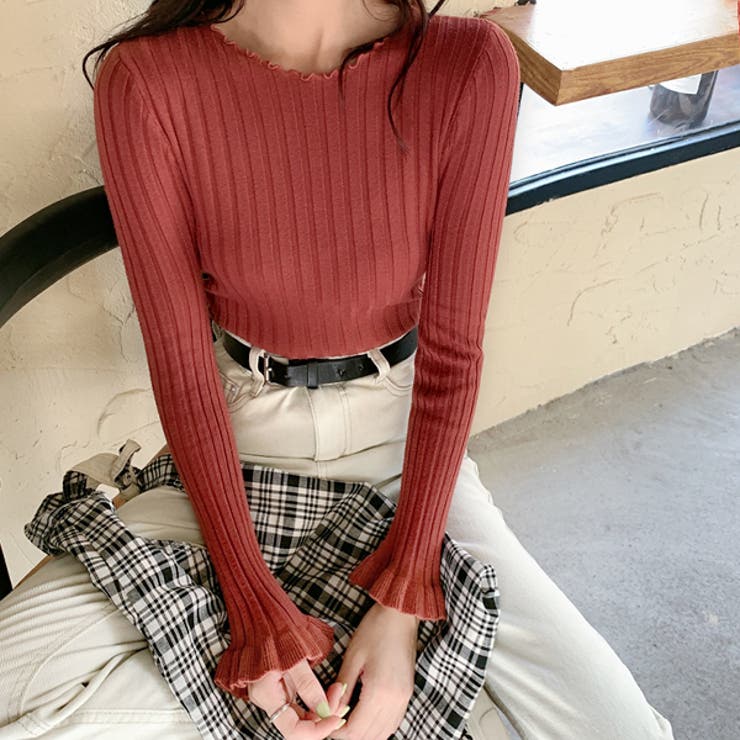 メローネック 袖フレアリブニット | ad thie | 詳細画像6 