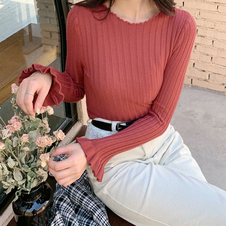 メローネック 袖フレアリブニット | ad thie | 詳細画像8 