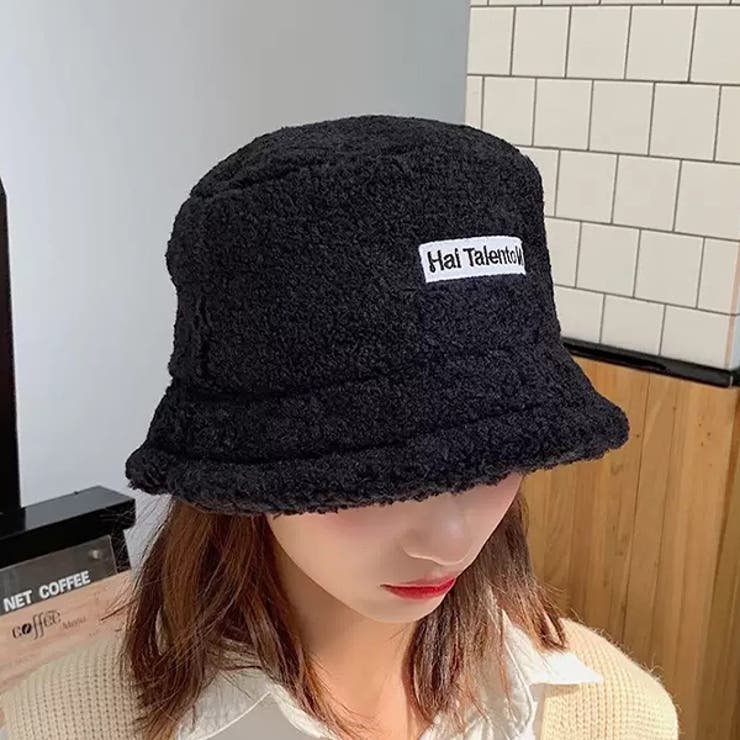 ブラック | レタリングロゴ ボアバケットハット | ad thie