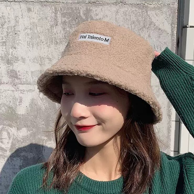 キャメル | レタリングロゴ ボアバケットハット | ad thie