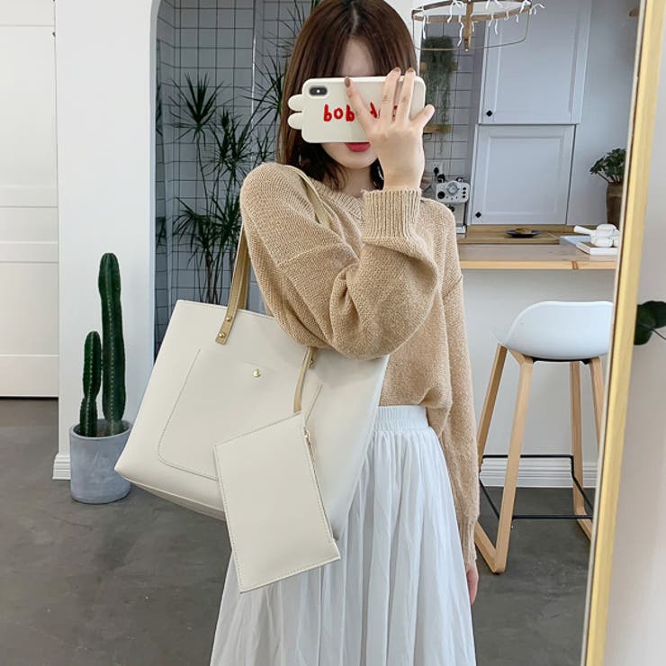 ミニポーチ付き エコレザー トートバッグ | ad thie | 詳細画像2 