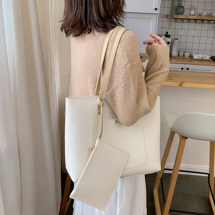 ミニポーチ付き エコレザー トートバッグ | ad thie | 詳細画像3 